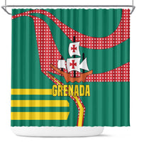 Grenada Shower Curtain with Cocoa Bean Mascot and National Flag Colors - Wonder Print Shop