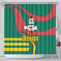 Grenada Shower Curtain with Cocoa Bean Mascot and National Flag Colors - Wonder Print Shop