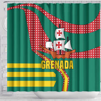 Grenada Shower Curtain with Cocoa Bean Mascot and National Flag Colors - Wonder Print Shop
