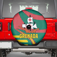 Grenada Spare Tire Cover with Cocoa Bean Mascot and National Flag Colors - Wonder Print Shop