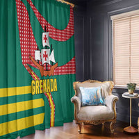 Grenada Window Curtain with Cocoa Bean Mascot and National Flag Colors - Wonder Print Shop