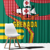 Grenada Window Curtain with Cocoa Bean Mascot and National Flag Colors - Wonder Print Shop