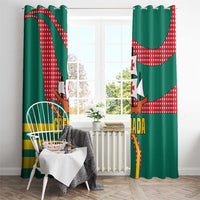 Grenada Window Curtain with Cocoa Bean Mascot and National Flag Colors - Wonder Print Shop