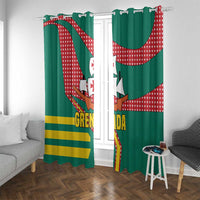 Grenada Window Curtain with Cocoa Bean Mascot and National Flag Colors - Wonder Print Shop