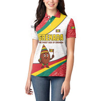 Grenada Women Polo Shirt with Cocoa Bean Mascot and National Flag Colors - Wonder Print Shop