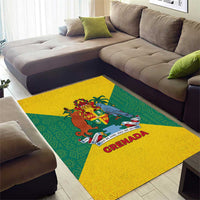 Grenada Coat of Arms Area Rug with Yellow Green Flag Colors and Tribal Pattern Design - Wonder Print Shop
