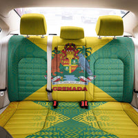 Grenada Coat of Arms Back Car Seat Cover with Yellow Green Flag Colors and Tribal Pattern Design - Wonder Print Shop