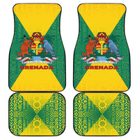 Grenada Coat of Arms Car Mats with Yellow Green Flag Colors and Tribal Pattern Design - Wonder Print Shop