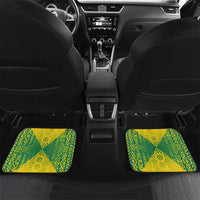 Grenada Coat of Arms Car Mats with Yellow Green Flag Colors and Tribal Pattern Design - Wonder Print Shop