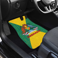 Grenada Coat of Arms Car Mats with Yellow Green Flag Colors and Tribal Pattern Design - Wonder Print Shop
