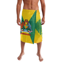 Grenada Coat of Arms Lavalava with Yellow Green Flag Colors and Tribal Pattern Design - Wonder Print Shop