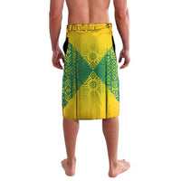 Grenada Coat of Arms Lavalava with Yellow Green Flag Colors and Tribal Pattern Design - Wonder Print Shop