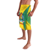 Grenada Coat of Arms Lavalava with Yellow Green Flag Colors and Tribal Pattern Design - Wonder Print Shop