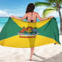 Grenada Coat of Arms Sarong with Yellow Green Flag Colors and Tribal Pattern Design - Wonder Print Shop