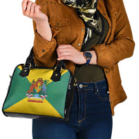 Grenada Coat of Arms Shoulder Handbag with Yellow Green Flag Colors and Tribal Pattern Design - Wonder Print Shop