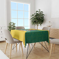 Grenada Coat of Arms Tablecloth with Yellow Green Flag Colors and Tribal Pattern Design - Wonder Print Shop