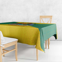 Grenada Coat of Arms Tablecloth with Yellow Green Flag Colors and Tribal Pattern Design - Wonder Print Shop