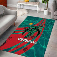 Grenada Sea Turtle Area Rug with Red Wave Stripes and Ocean Water Background - Wonder Print Shop