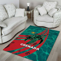 Grenada Sea Turtle Area Rug with Red Wave Stripes and Ocean Water Background - Wonder Print Shop