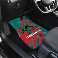 Grenada Sea Turtle Car Mats with Red Wave Stripes and Ocean Water Background - Wonder Print Shop
