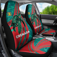 Grenada Sea Turtle Car Seat Cover with Red Wave Stripes and Ocean Water Background - Wonder Print Shop