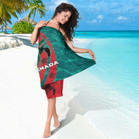 Grenada Sea Turtle Sarong with Red Wave Stripes and Ocean Water Background - Wonder Print Shop