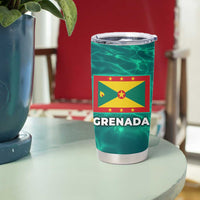 Grenada Sea Turtle Tumbler Cup with Red Wave Stripes and Ocean Water Background - Wonder Print Shop