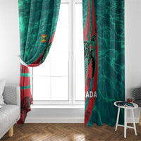 Grenada Sea Turtle Window Curtain with Red Wave Stripes and Ocean Water Background - Wonder Print Shop