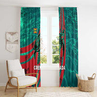 Grenada Sea Turtle Window Curtain with Red Wave Stripes and Ocean Water Background - Wonder Print Shop