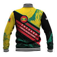 Grenada Mountain Graphic Baseball Jacket with National Flag and Saint Catherine Quote Design - Wonder Print Shop
