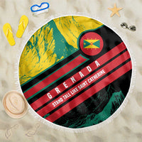 Grenada Mountain Graphic Beach Blanket with National Flag and Saint Catherine Quote Design - Wonder Print Shop