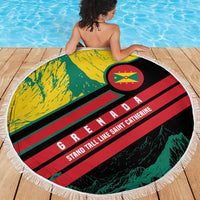 Grenada Mountain Graphic Beach Blanket with National Flag and Saint Catherine Quote Design - Wonder Print Shop