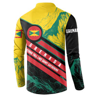 Grenada Mountain Graphic Button Sweatshirt with National Flag and Saint Catherine Quote Design - Wonder Print Shop