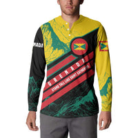 Grenada Mountain Graphic Button Sweatshirt with National Flag and Saint Catherine Quote Design - Wonder Print Shop