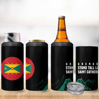 Grenada Mountain Graphic 4 in 1 Can Cooler Tumbler with National Flag and Saint Catherine Quote Design - Wonder Print Shop