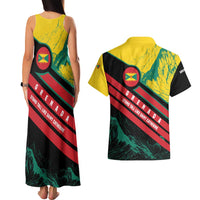 Grenada Mountain Graphic Couples Matching Tank Maxi Dress and Hawaiian Shirt with National Flag and Saint Catherine Quote Design - Wonder Print Shop