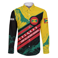 Grenada Mountain Graphic Family Matching Off The Shoulder Long Sleeve Dress and Hawaiian Shirt with National Flag and Saint Catherine Quote Design - Wonder Print Shop