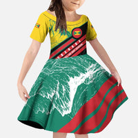 Grenada Mountain Graphic Family Matching Off Shoulder Maxi Dress and Hawaiian Shirt with National Flag and Saint Catherine Quote Design - Wonder Print Shop