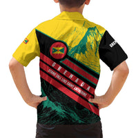 Grenada Mountain Graphic Family Matching Off Shoulder Short Dress and Hawaiian Shirt with National Flag and Saint Catherine Quote Design - Wonder Print Shop