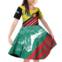 Grenada Mountain Graphic Family Matching Off Shoulder Short Dress and Hawaiian Shirt with National Flag and Saint Catherine Quote Design - Wonder Print Shop