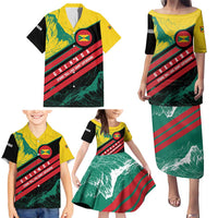 Grenada Mountain Graphic Family Matching Puletasi and Hawaiian Shirt with National Flag and Saint Catherine Quote Design - Wonder Print Shop