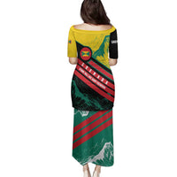 Grenada Mountain Graphic Family Matching Puletasi and Hawaiian Shirt with National Flag and Saint Catherine Quote Design - Wonder Print Shop