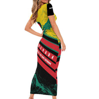 Grenada Mountain Graphic Family Matching Short Sleeve Bodycon Dress and Hawaiian Shirt with National Flag and Saint Catherine Quote Design - Wonder Print Shop