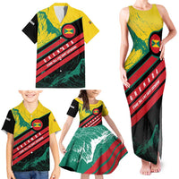 Grenada Mountain Graphic Family Matching Tank Maxi Dress and Hawaiian Shirt with National Flag and Saint Catherine Quote Design - Wonder Print Shop