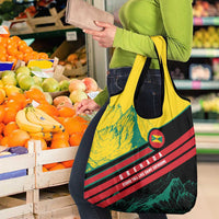 Grenada Mountain Graphic Grocery Bag with National Flag and Saint Catherine Quote Design - Wonder Print Shop