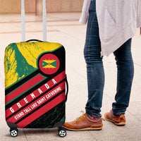 Grenada Mountain Graphic Luggage Cover with National Flag and Saint Catherine Quote Design - Wonder Print Shop