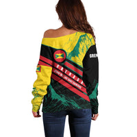 Grenada Mountain Graphic Off Shoulder Sweater with National Flag and Saint Catherine Quote Design - Wonder Print Shop