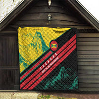 Grenada Mountain Graphic Quilt with National Flag and Saint Catherine Quote Design - Wonder Print Shop