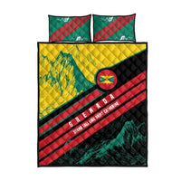 Grenada Mountain Graphic Quilt Bed Set with National Flag and Saint Catherine Quote Design - Wonder Print Shop