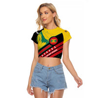 Grenada Mountain Graphic Raglan Cropped T Shirt with National Flag and Saint Catherine Quote Design - Wonder Print Shop